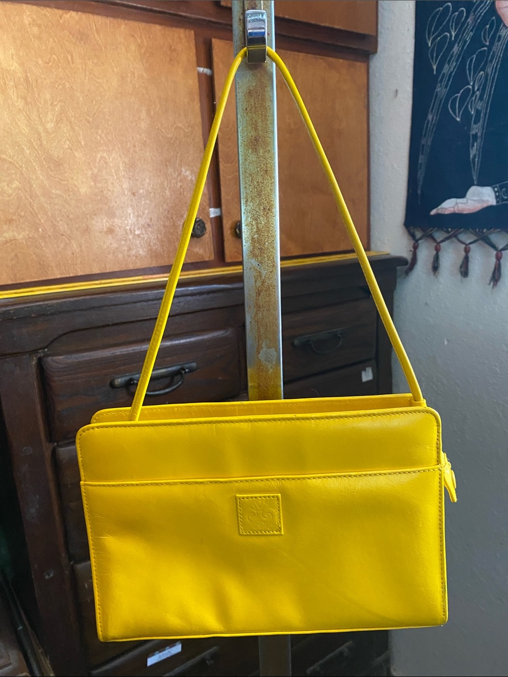 Yellow Shoulder Bag Genuine Leather Women's Handbag